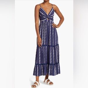 Angie Sleeveless Midi Dress with Crochet Lace